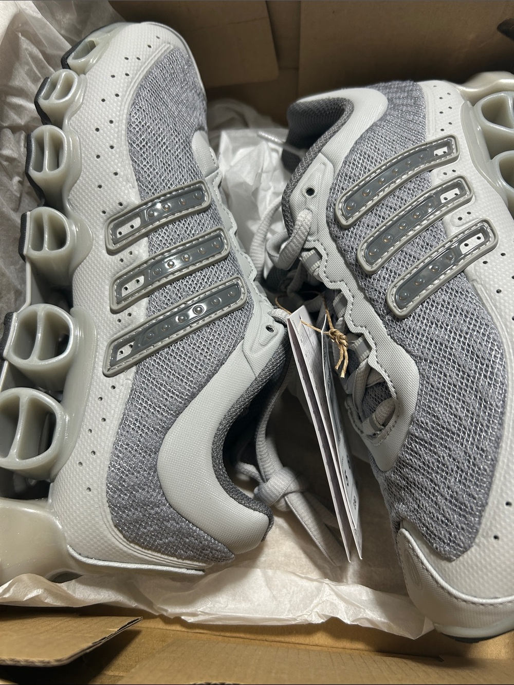 adidas Men's Grey Mesh Athletic Sneakers with Signature Stripes